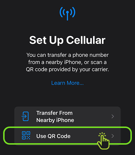 Set up cellular use QR Code - esim2trip