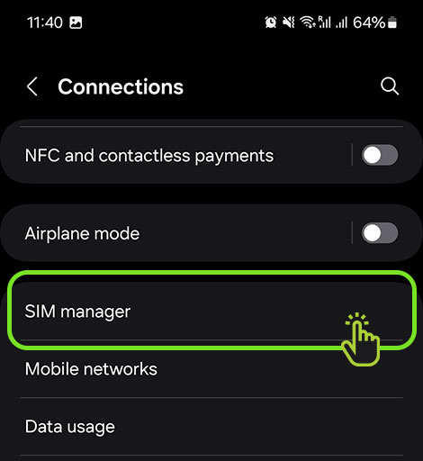 Tap on SIM card manager - Install eSIM on your Android device