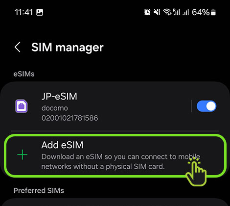 Tap on Add an eSIM mobile plan - Install eSIM on your Android device